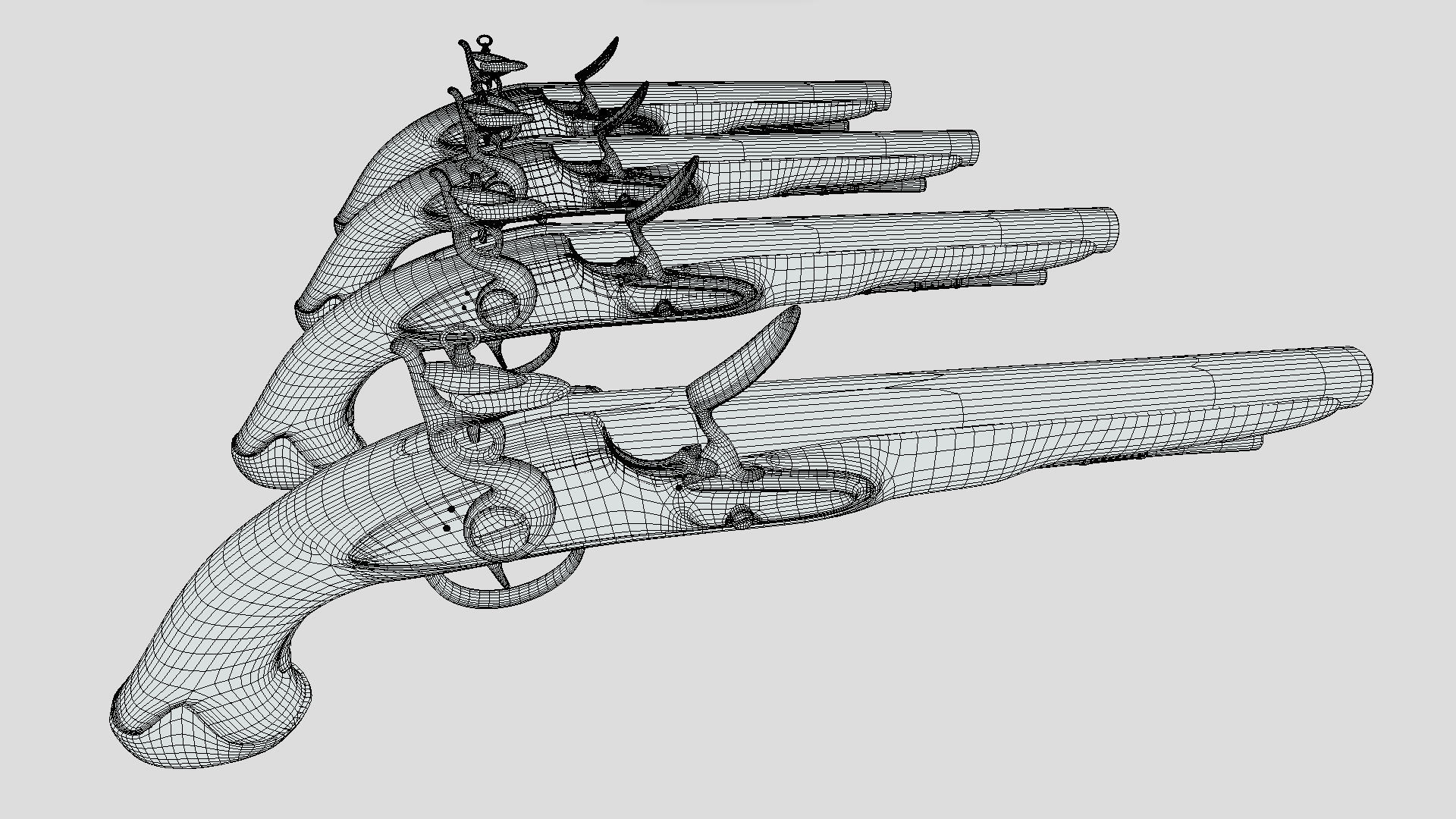 Flintlock Musket Low-poly 3D model_8