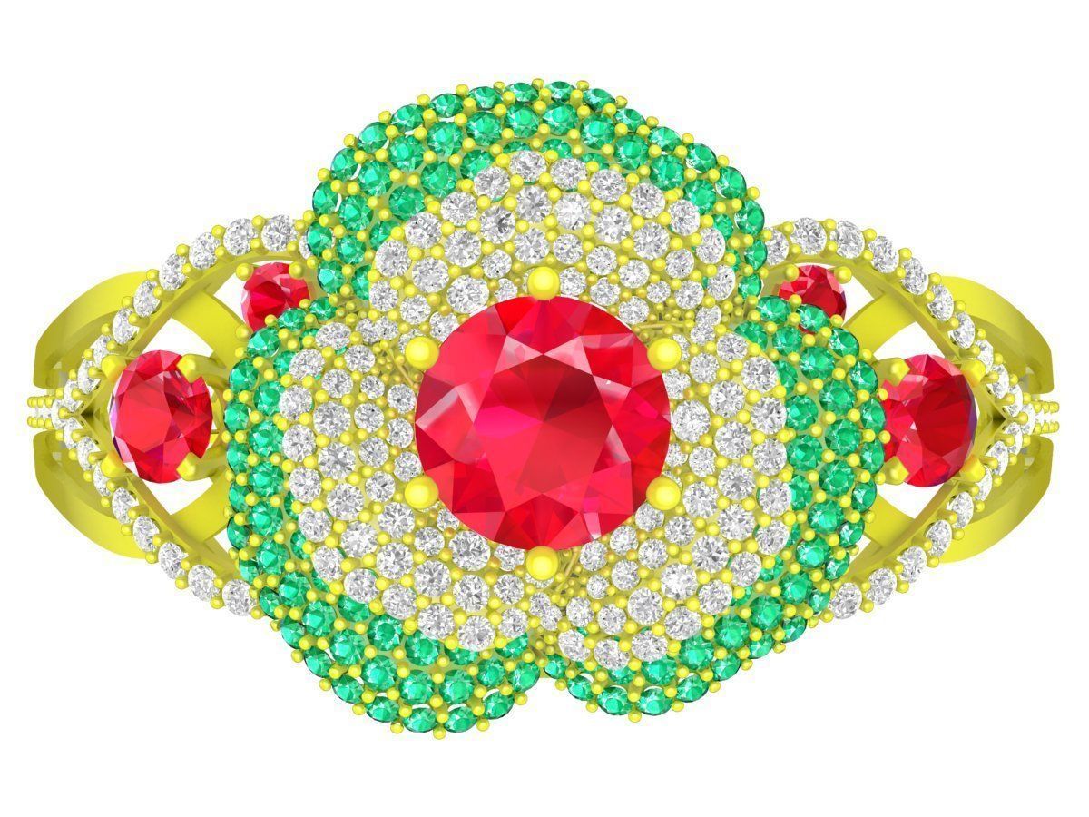 6348 luxury korean flower diamond bangle 3D print model_2