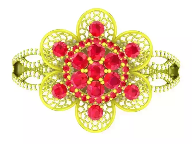 6355 HongKong Flower Diamond Bangle