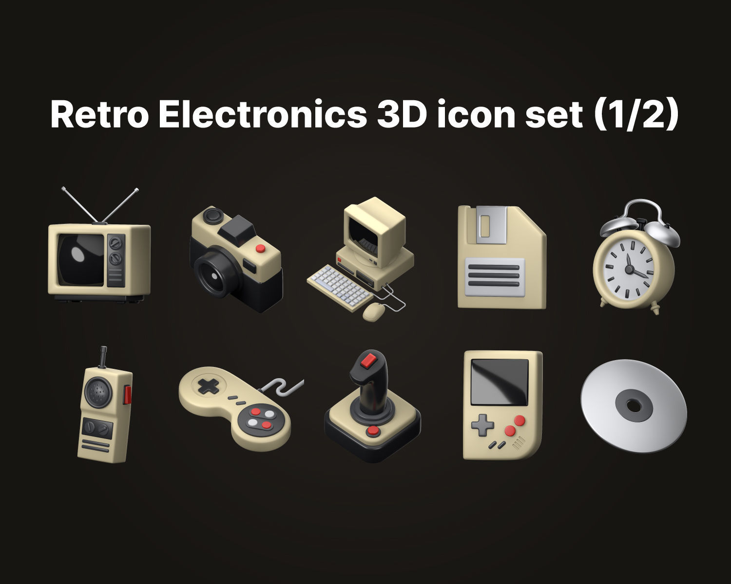 Retro Electronics 3D icon Set UX UI Web 3d rendering  3D model_1