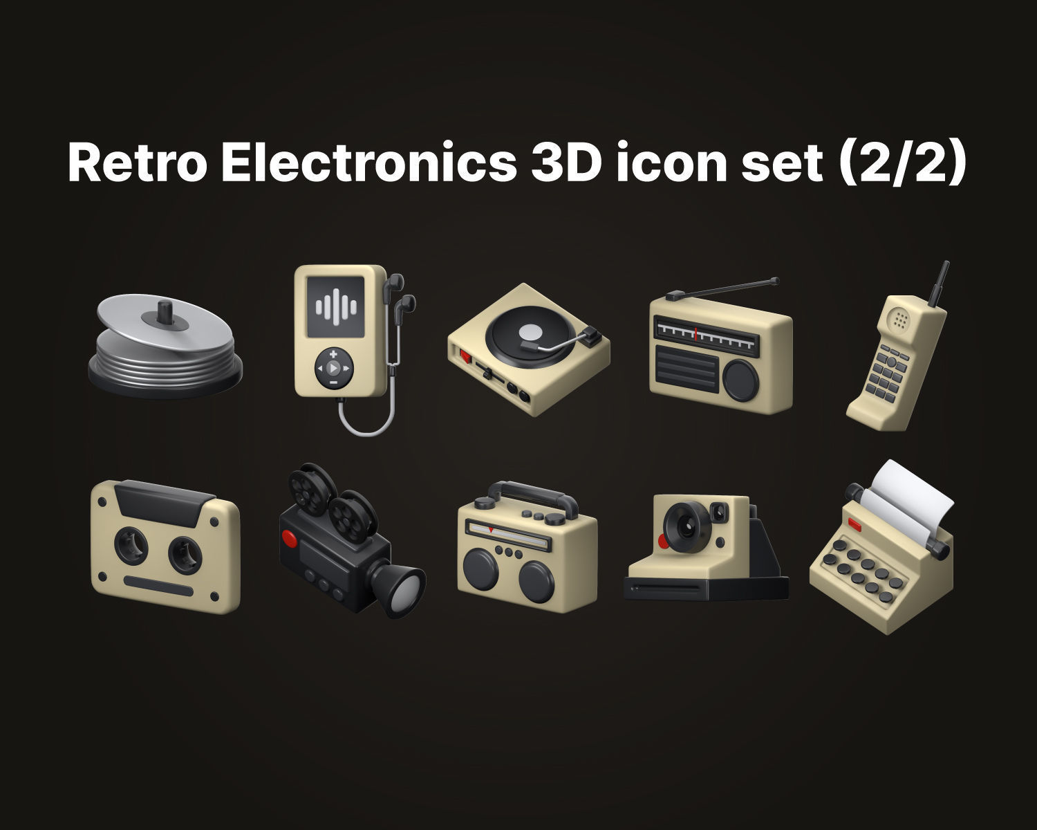 Retro Electronics 3D icon Set UX UI Web 3d rendering  3D model_2