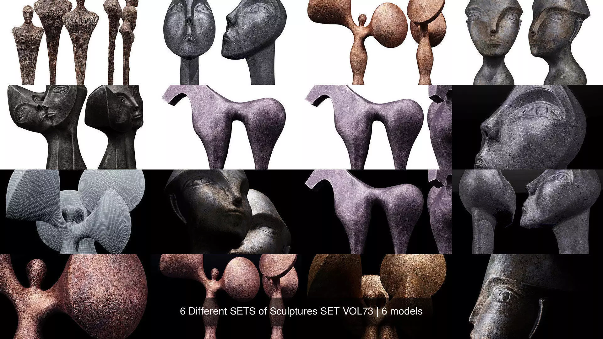 6 Different SETS of Sculptures SET VOL73 3D Model Collection_1