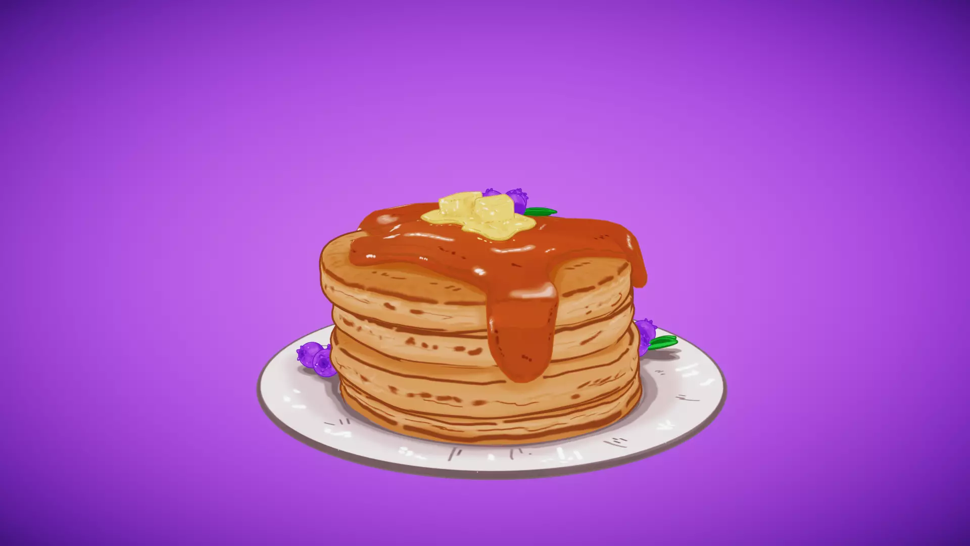 stylized pancake Low-poly 3D model_0
