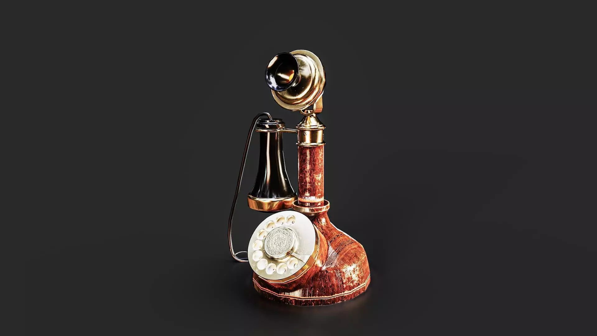 Candlestick Phone 3D Model Game Ready Low-poly 3D model_0