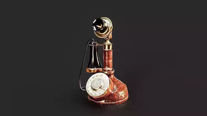 Candlestick Phone 3D Model Game Ready Low-poly 3D model