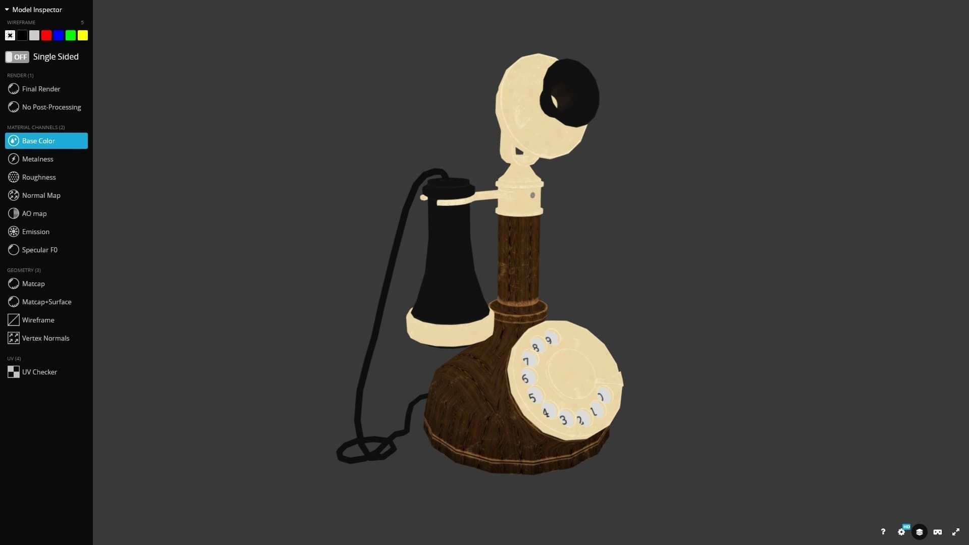 Candlestick Phone 3D Model Game Ready Low-poly 3D model_6