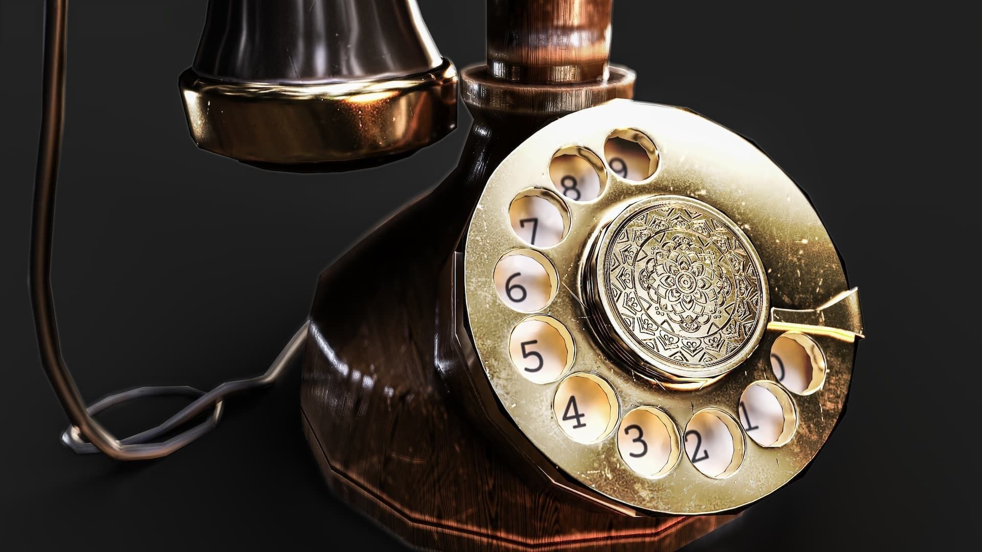 Candlestick Phone 3D Model Game Ready Low-poly 3D model_3