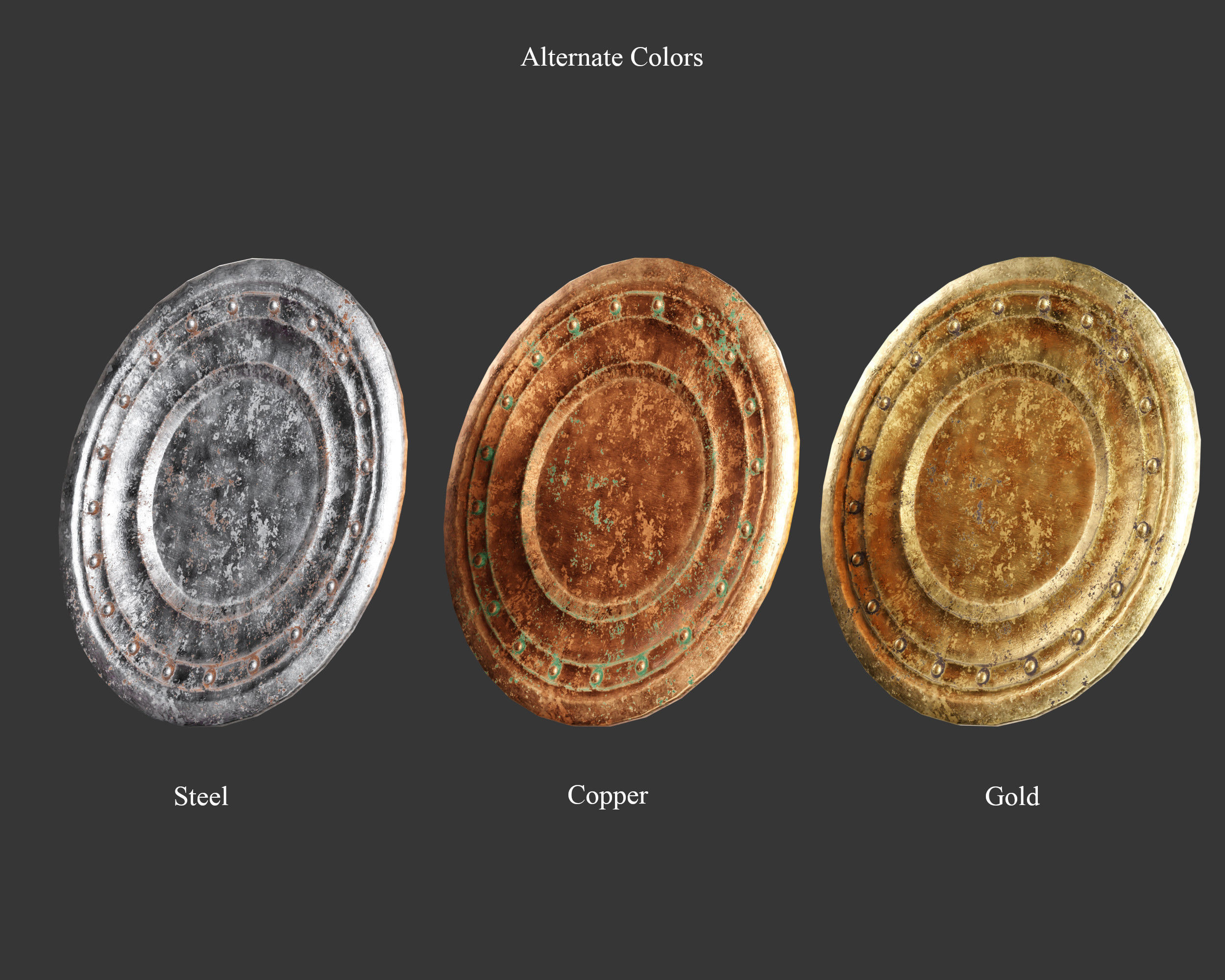 Medieval Treasure Plates Low-poly 3D model_2