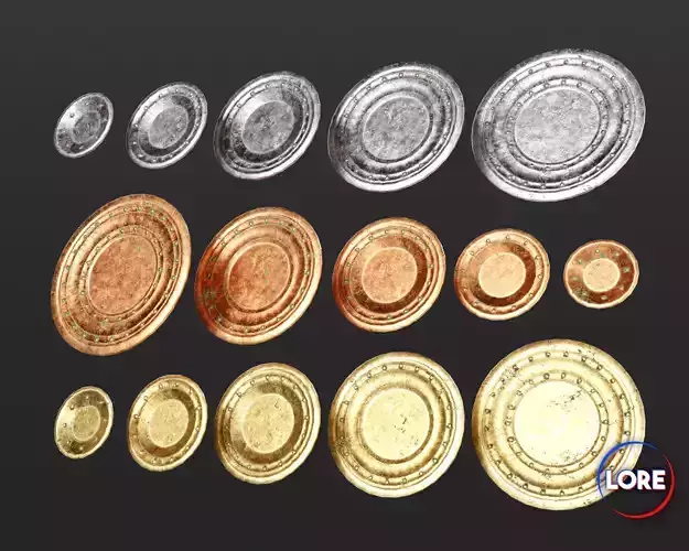 Medieval Treasure Plates Low-poly 3D model