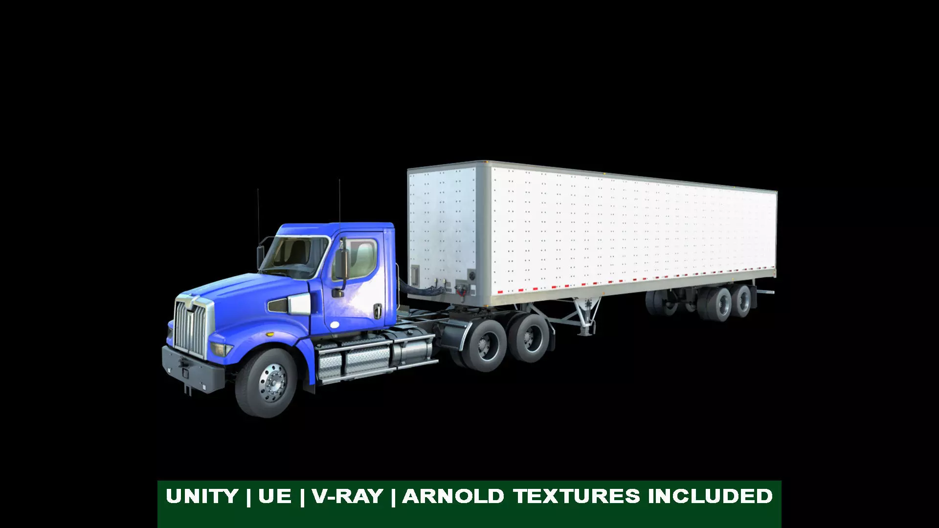 Generic Heavy Truck with Semi Trailer Rigged All PBR Textures Low-poly 3D model