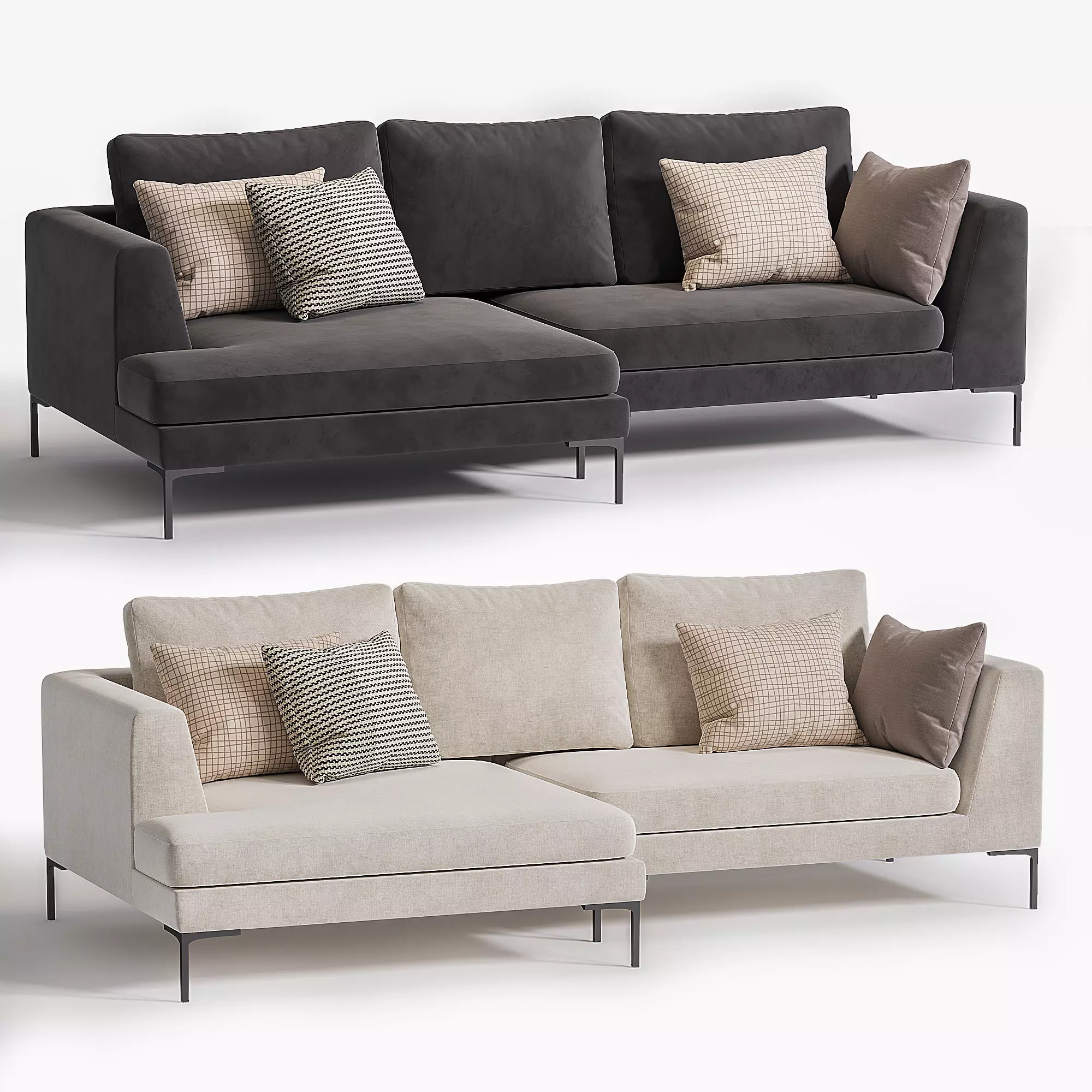 Charles Left sectional sofa 3D model_0