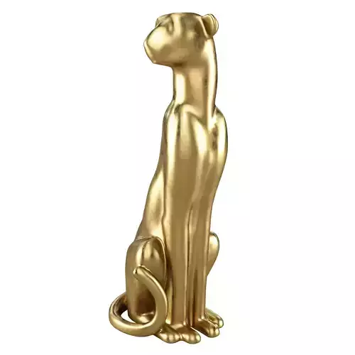 Deco Figurine Sitting Leopard Gold 150cm