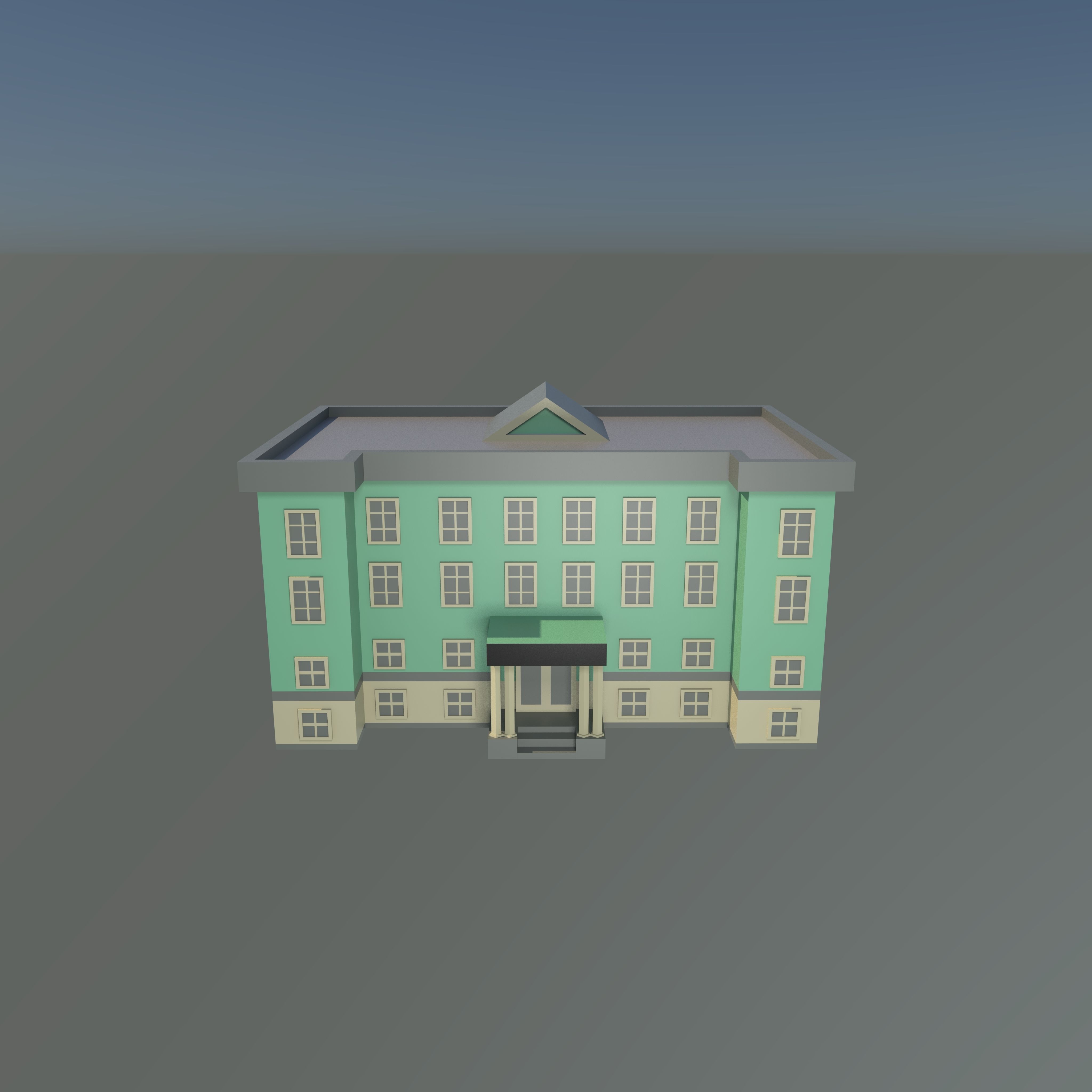 low poly city building Low-poly 3D model_2