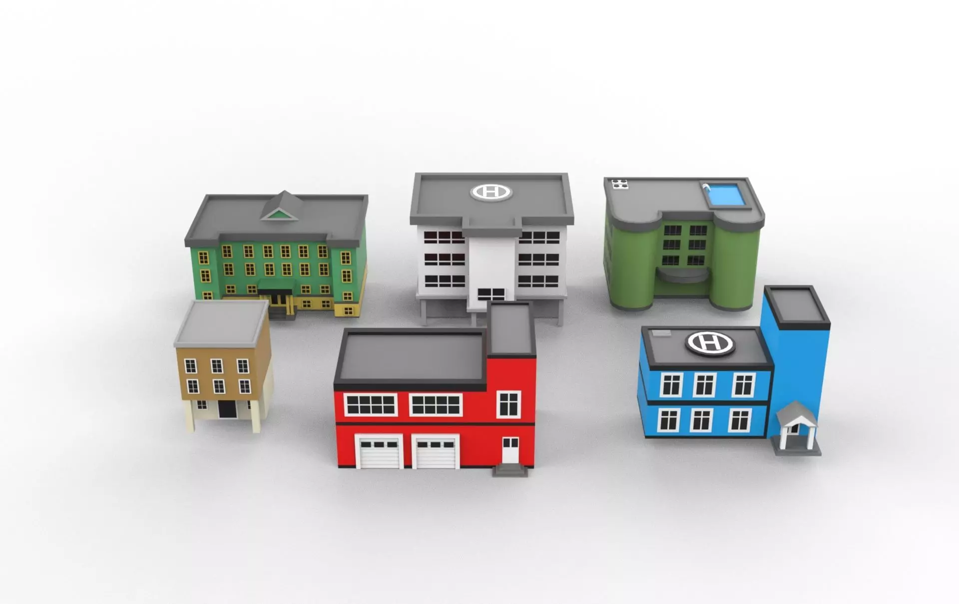 low poly city building Low-poly 3D model_0