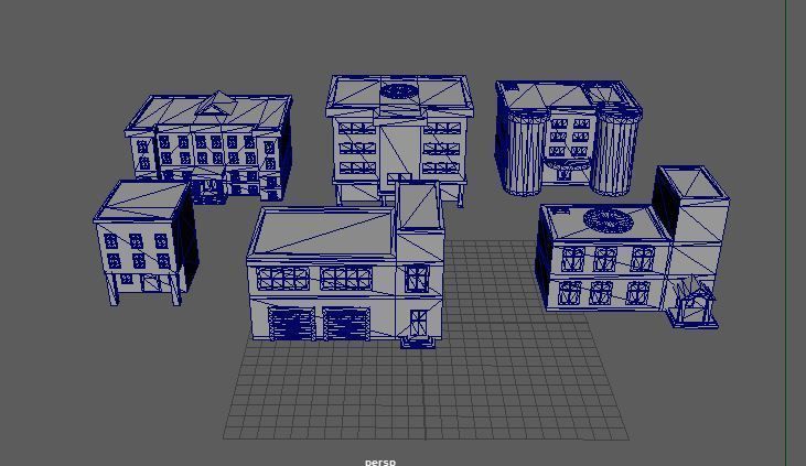 low poly city building Low-poly 3D model_10