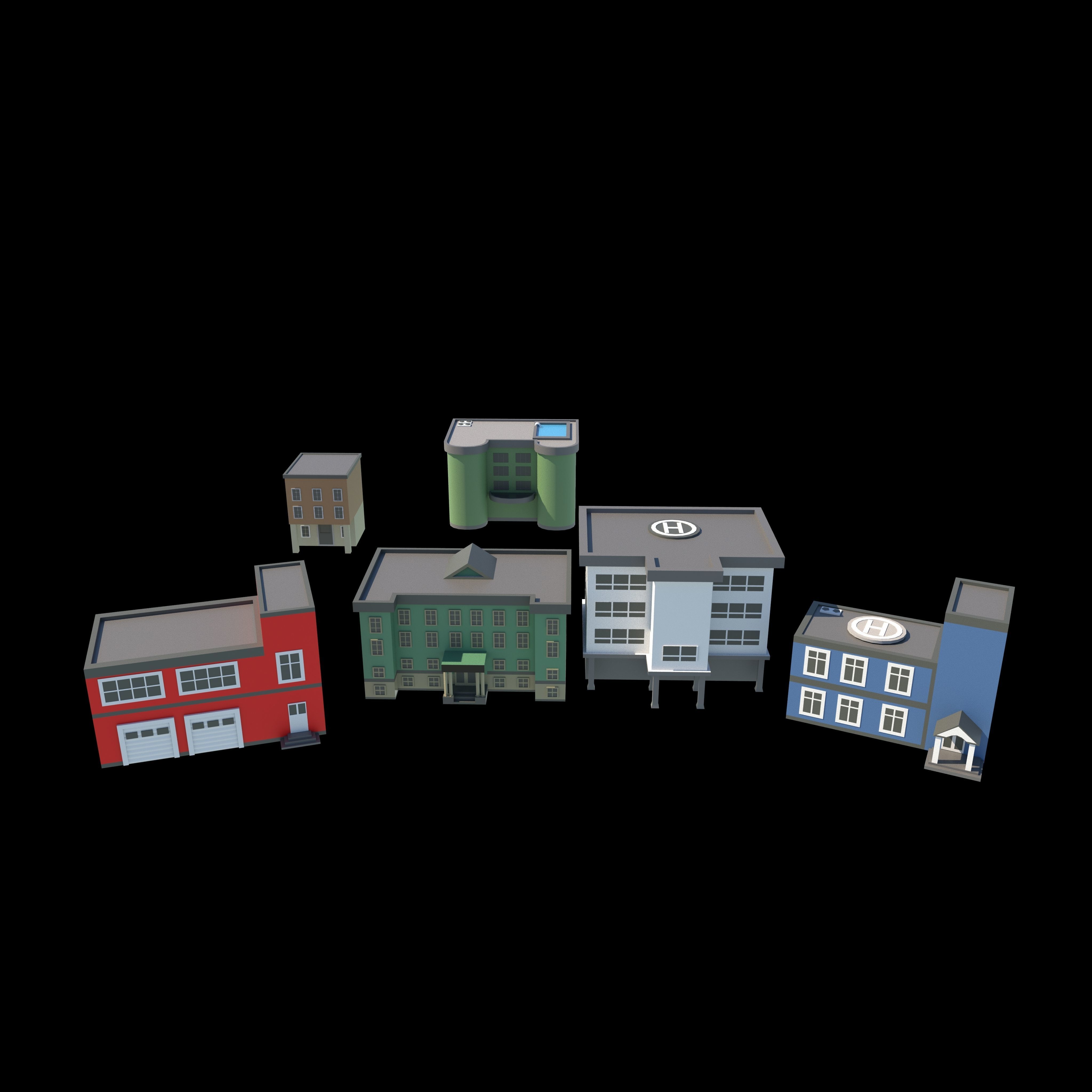 low poly city building Low-poly 3D model_3