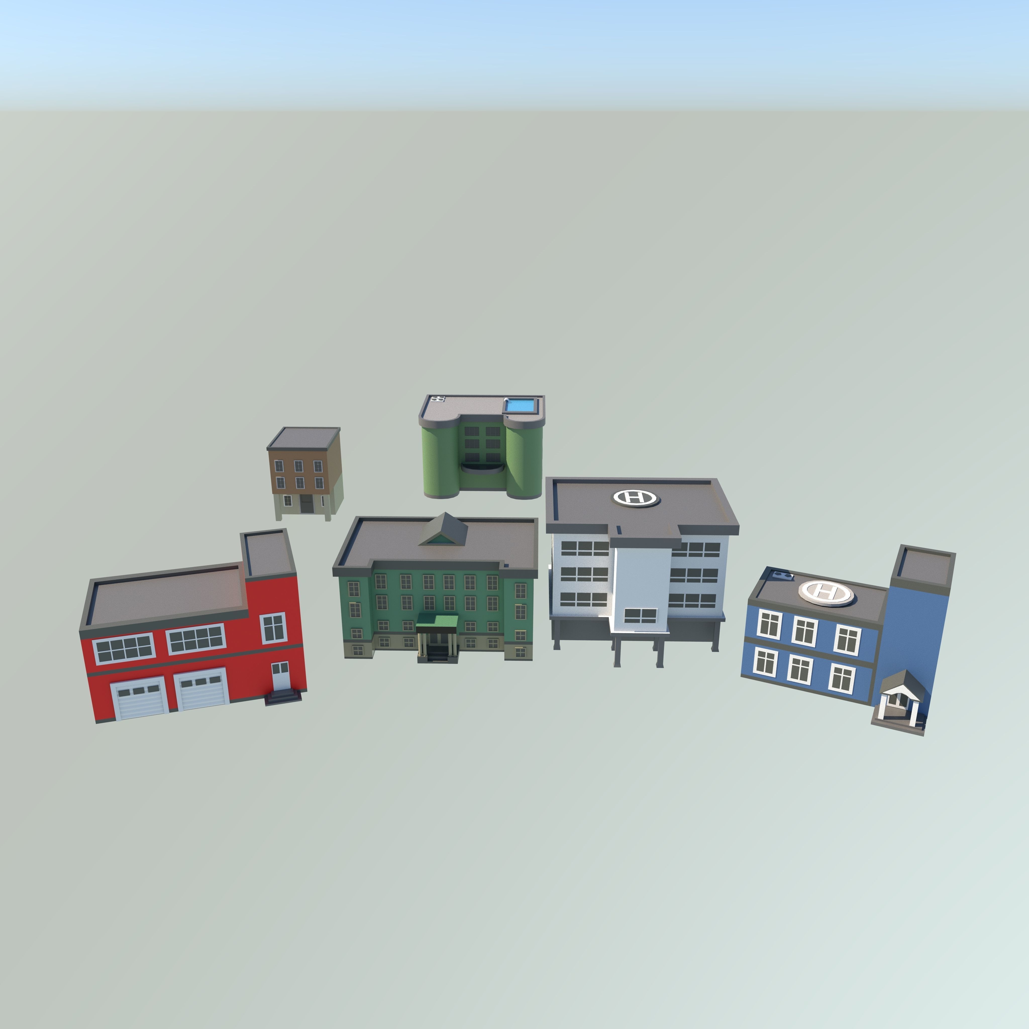 low poly city building Low-poly 3D model_4