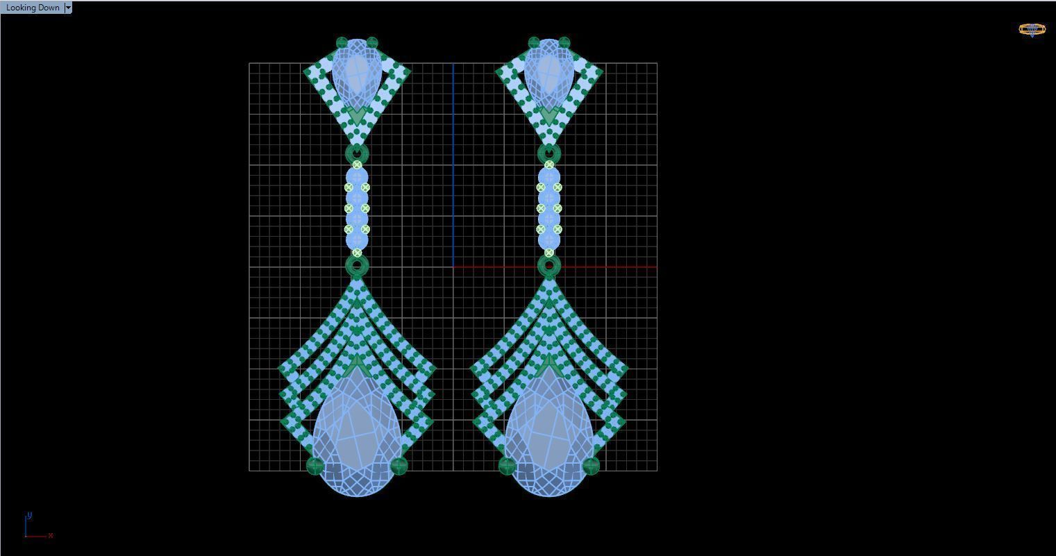 long earrings with pear and round gem stone 3D print model_22