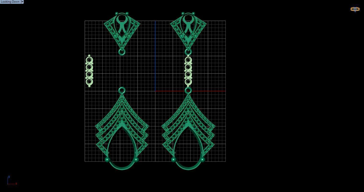 long earrings with pear and round gem stone 3D print model_17