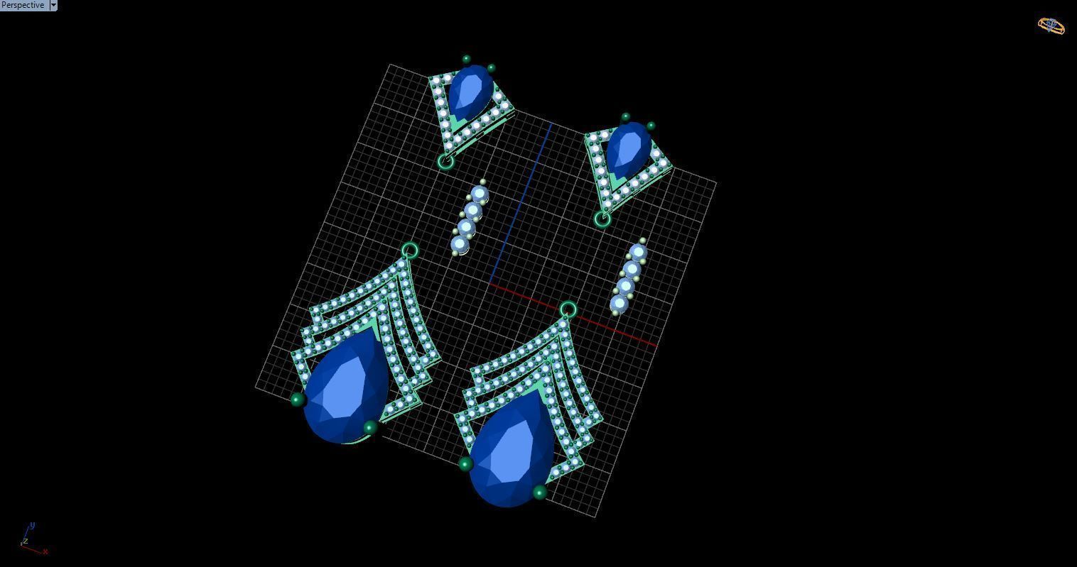 long earrings with pear and round gem stone 3D print model_28