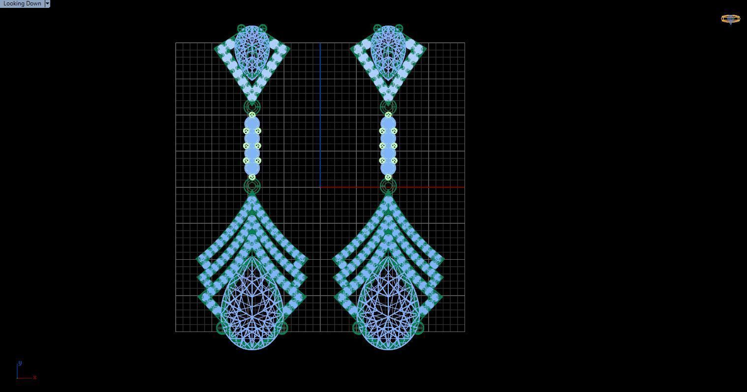 long earrings with pear and round gem stone 3D print model_5