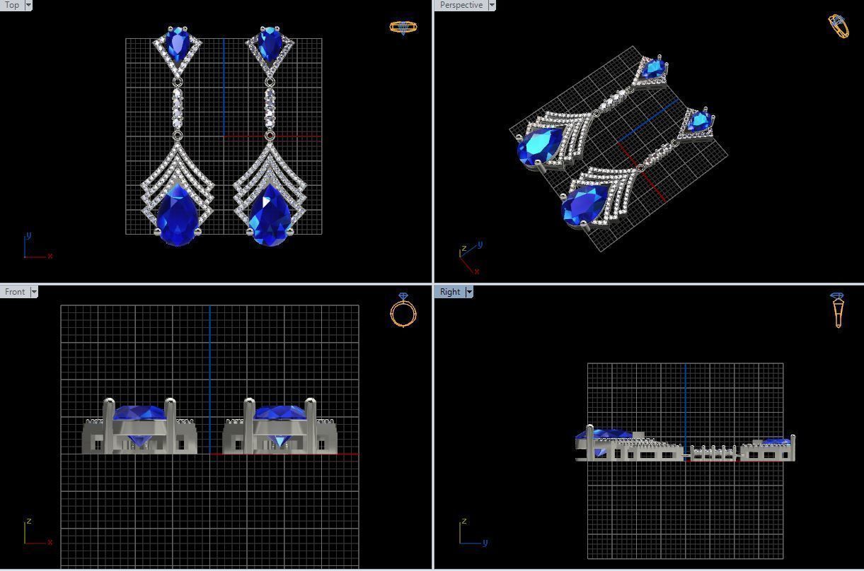 long earrings with pear and round gem stone 3D print model_18