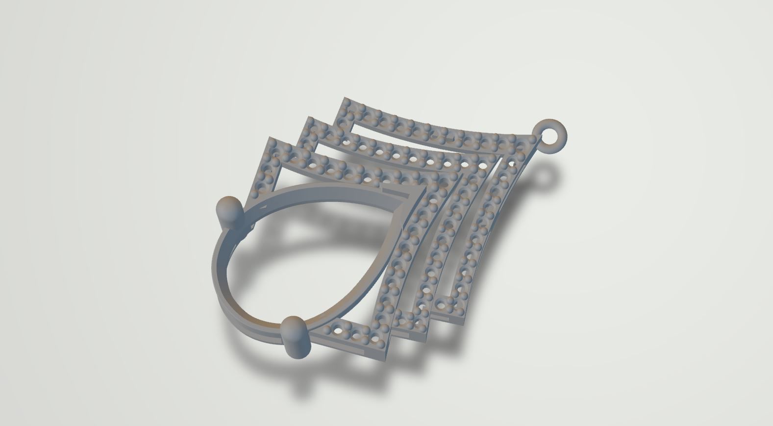 long earrings with pear and round gem stone 3D print model_13