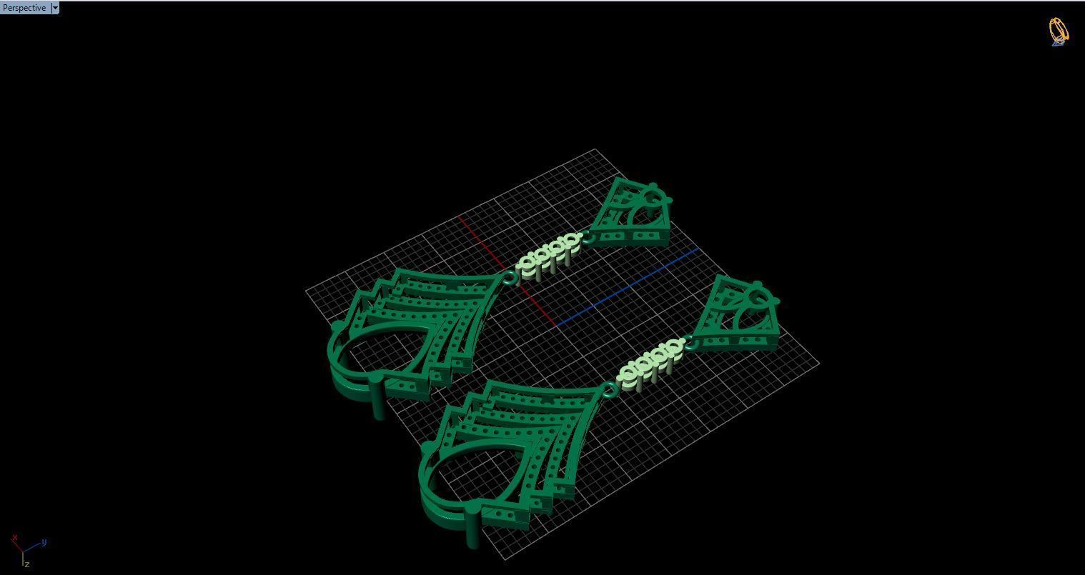 long earrings with pear and round gem stone 3D print model_8