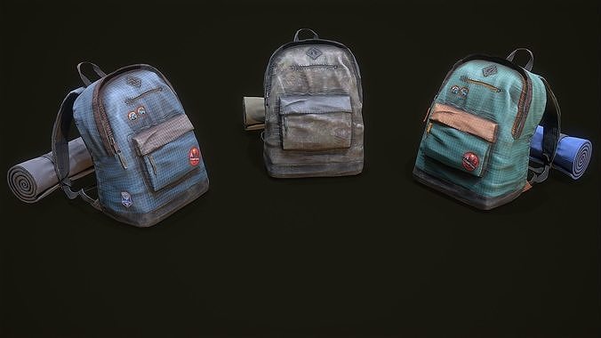 Camping Backpack Low-poly 3D model