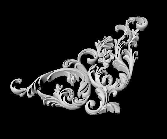 Central decor ornament for furniture 3D model_4