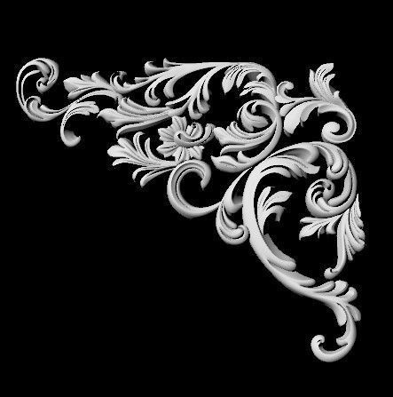 Central decor ornament for furniture 3D model_2