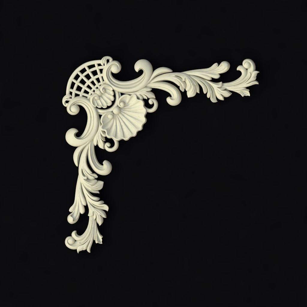 Central decor ornament for furniture 3D model_1