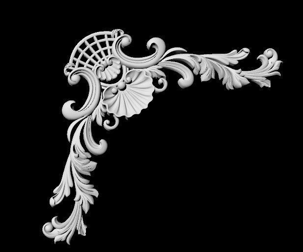 Central decor ornament for furniture 3D model_2