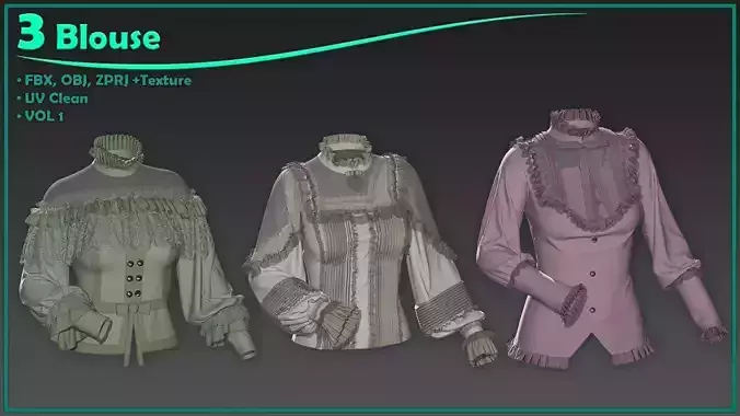 3 female blouse with texture