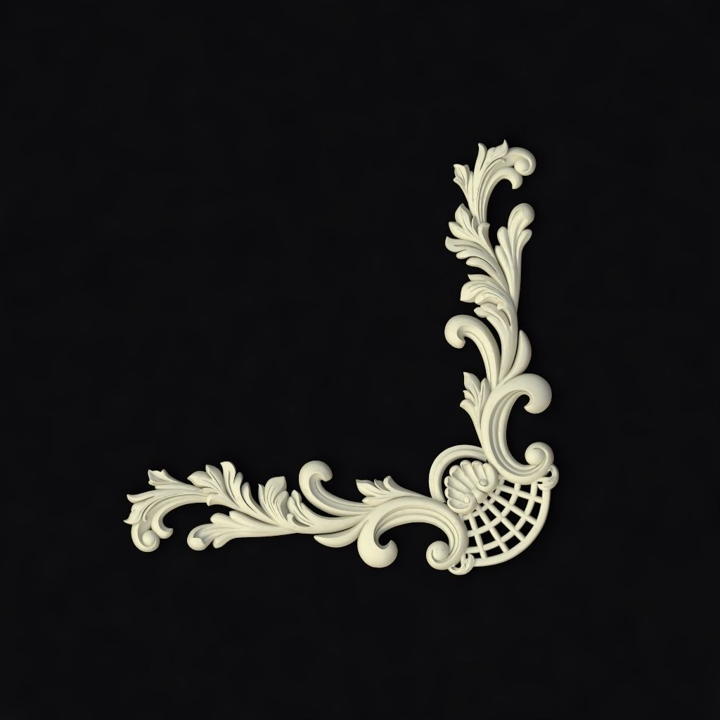 Central decor ornament for furniture 3D model_1