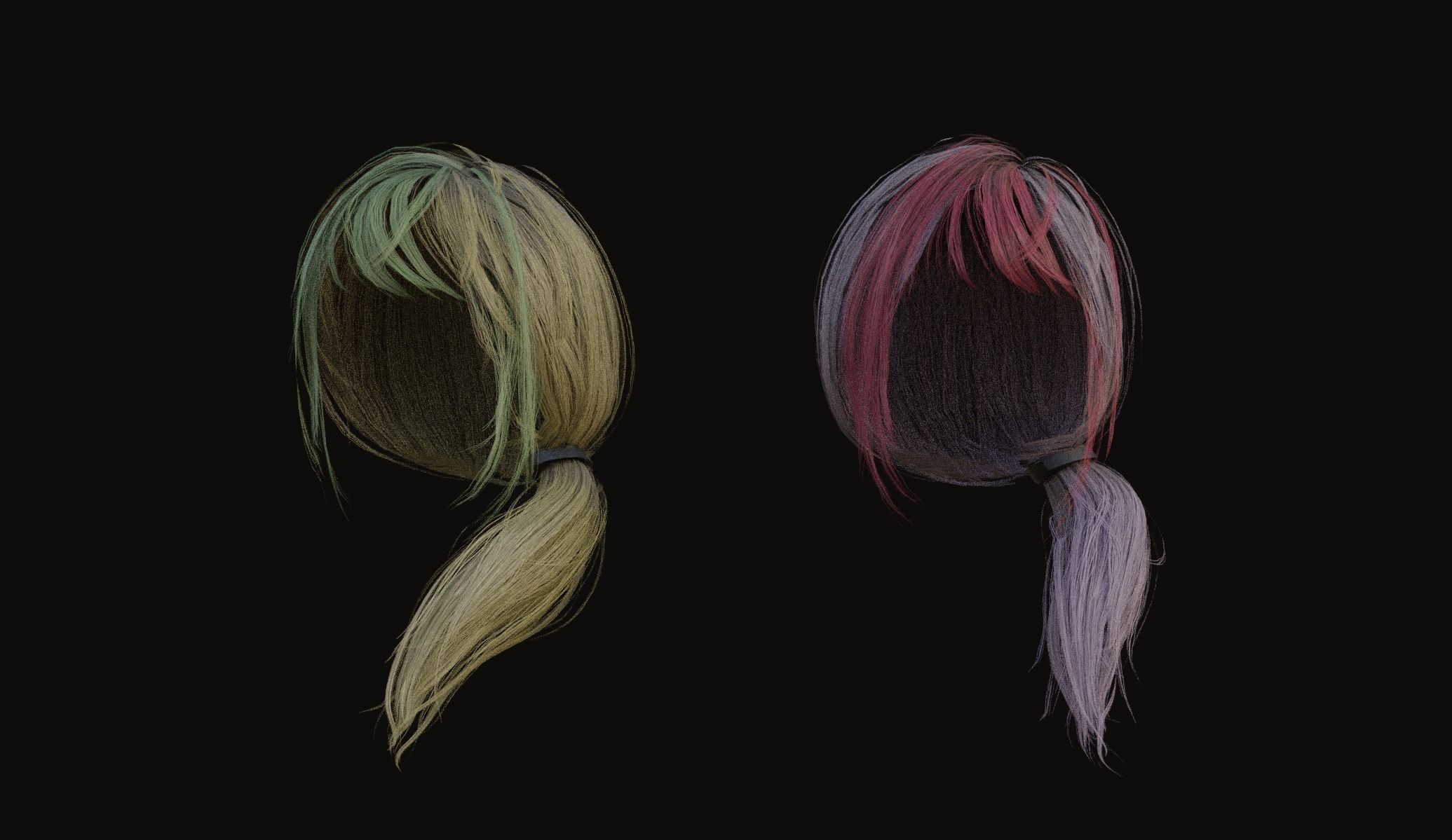 Male and Female - Professional Realtime Hair cards V2 Low-poly 3D model_10