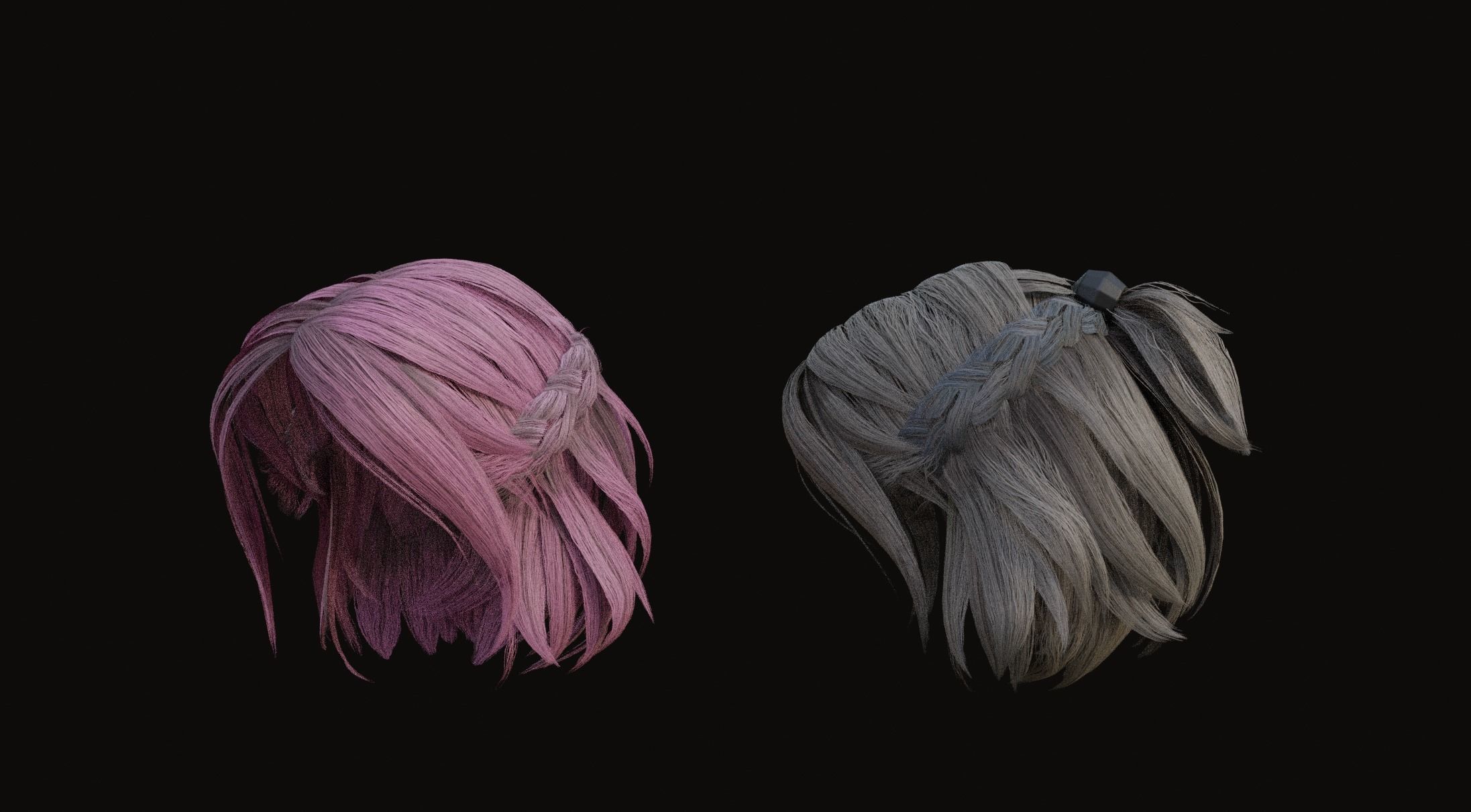 Male and Female - Professional Realtime Hair cards V2 Low-poly 3D model_7