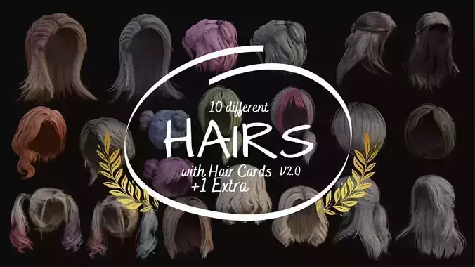 Male and Female - Professional Realtime Hair cards V2 Low-poly 3D model Male and Female - Professional Realtime Hair cards V2 Low-poly 3D model