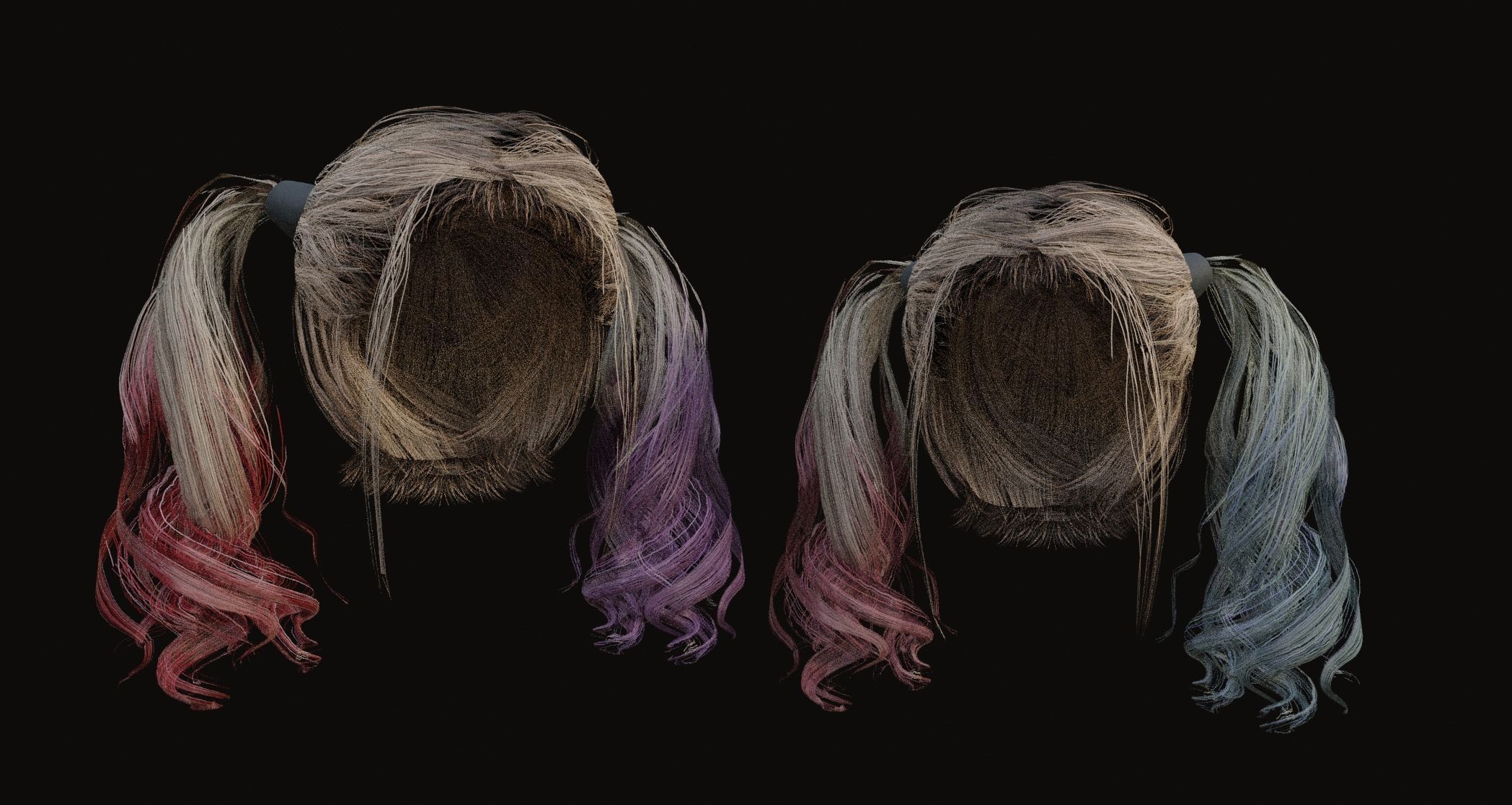 Male and Female - Professional Realtime Hair cards V2 Low-poly 3D model_5