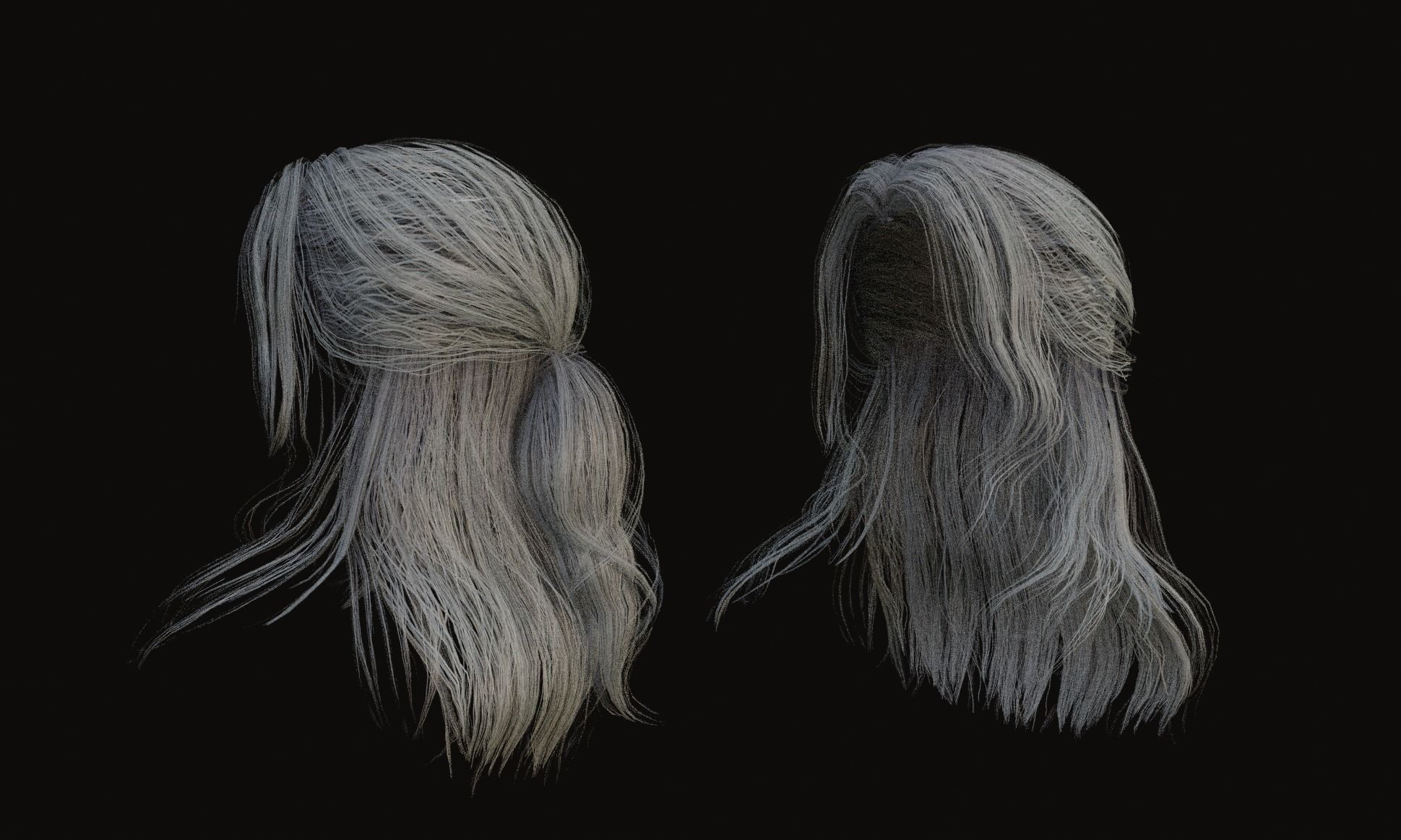 Male and Female - Professional Realtime Hair cards V2 Low-poly 3D model_4
