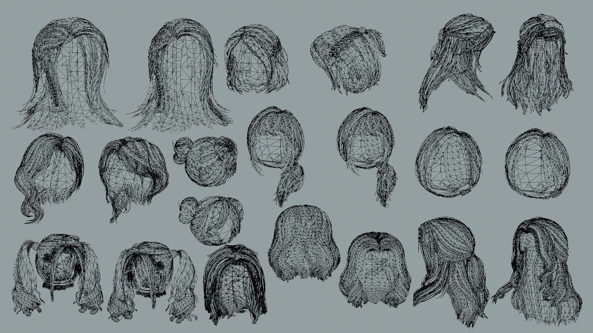 Male and Female - Professional Realtime Hair cards V2 Low-poly 3D model_12