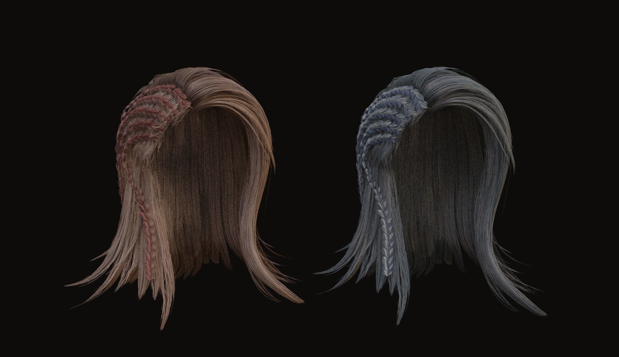 Male and Female - Professional Realtime Hair cards V2 Low-poly 3D model_1