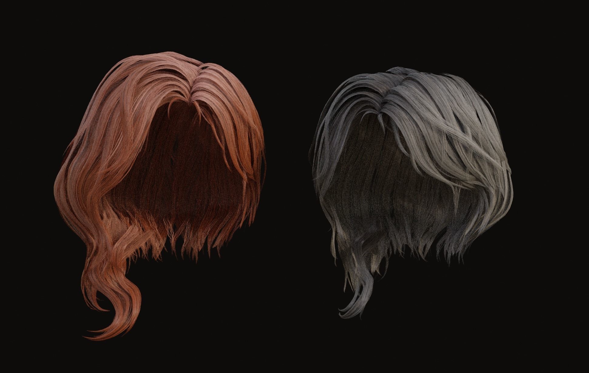 Male and Female - Professional Realtime Hair cards V2 Low-poly 3D model_8