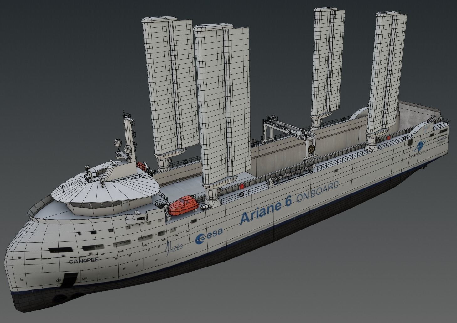 Wind poweredRo-Ro vessel 3D model Low-poly 3D model_1