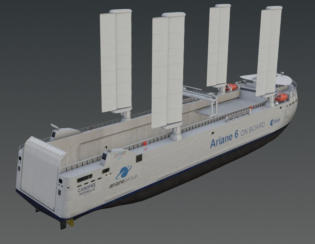 Wind poweredRo-Ro vessel 3D model Low-poly 3D model_9