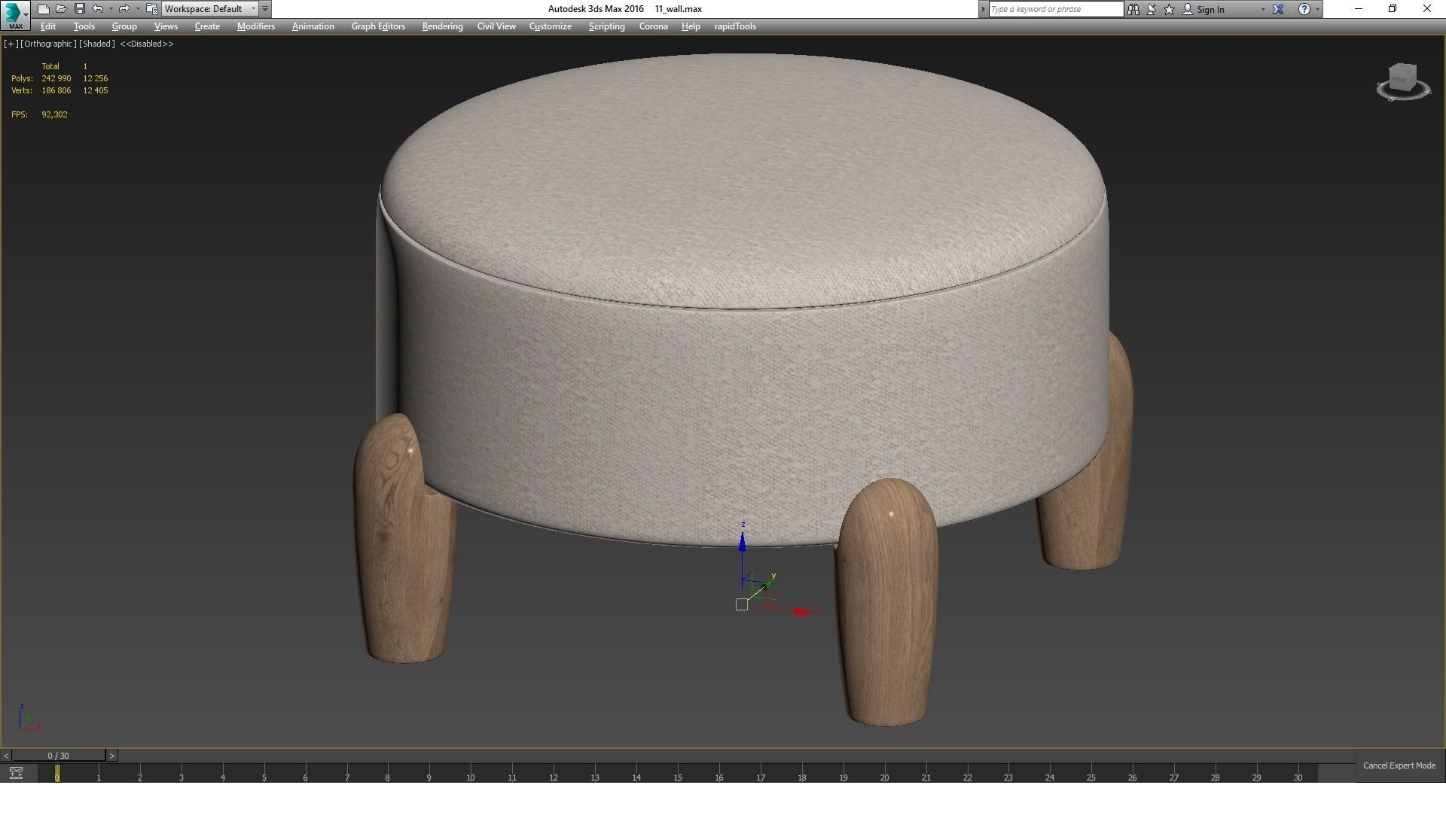 PEREZ ottoman by SAFAVIEH 3D model_3