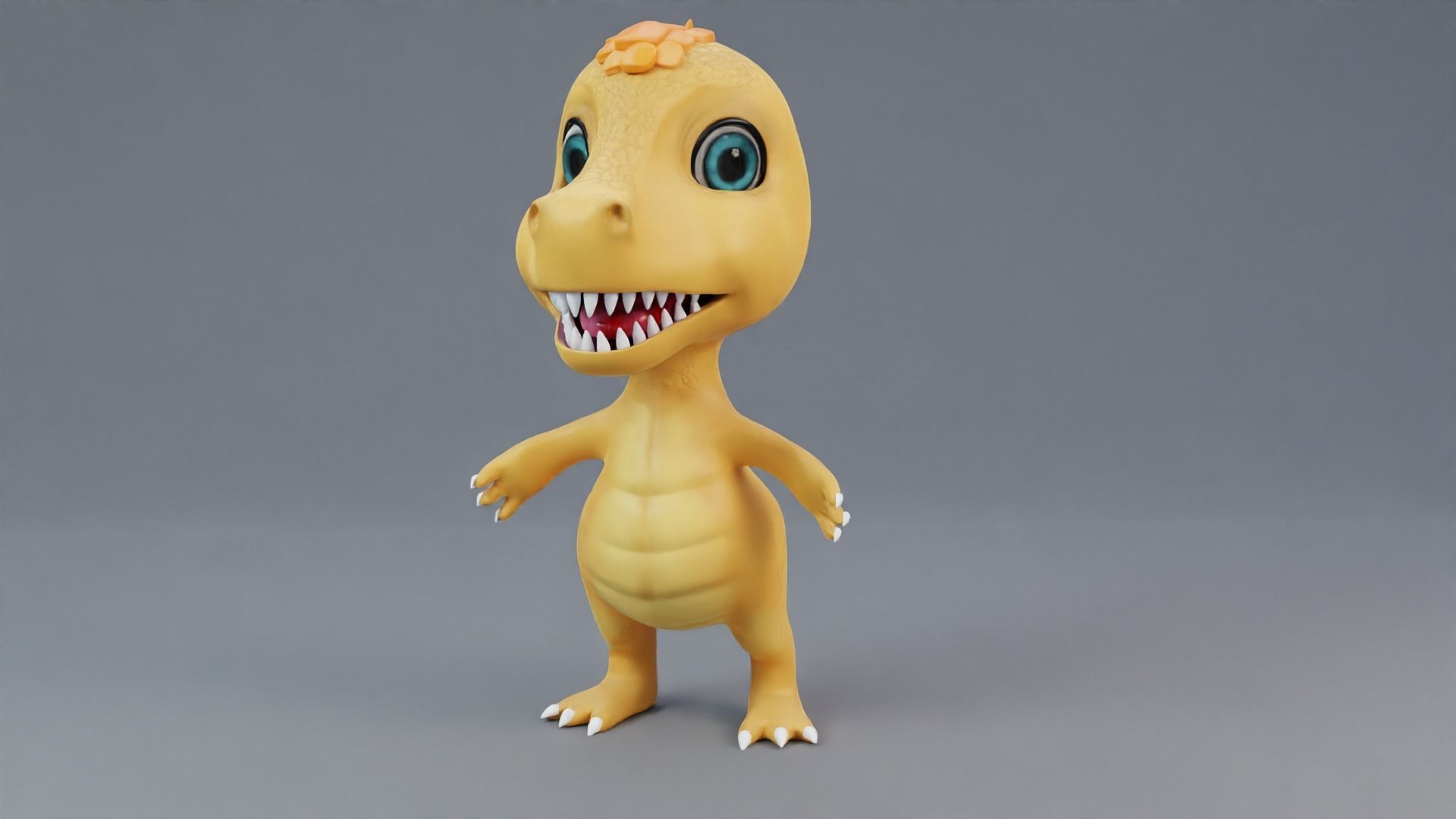 Cartoon dino  rigged 3D model_8
