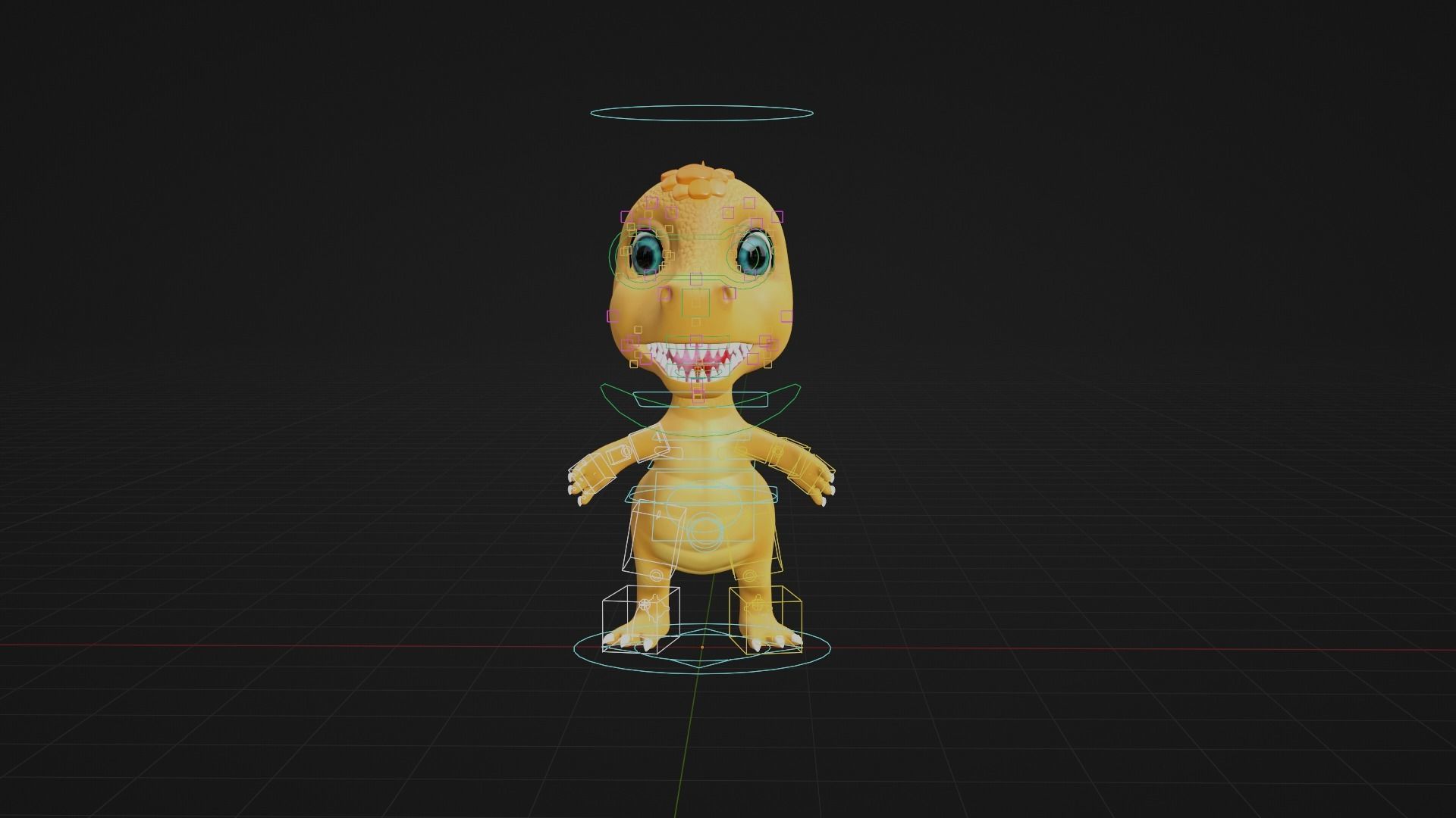 Cartoon dino  rigged 3D model_14