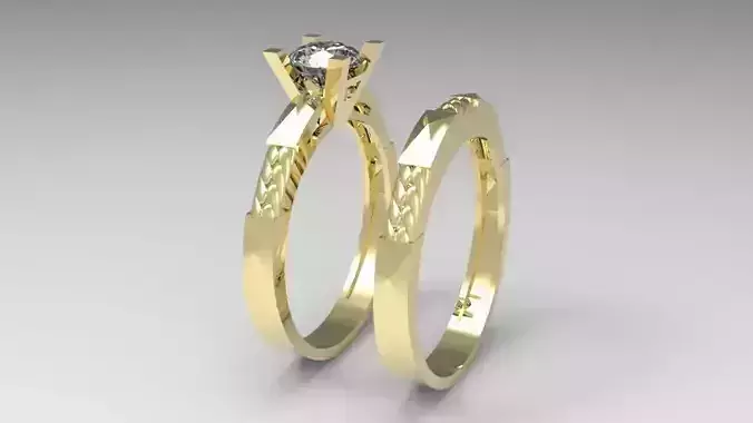 alliance and engagement ring with gems stones 