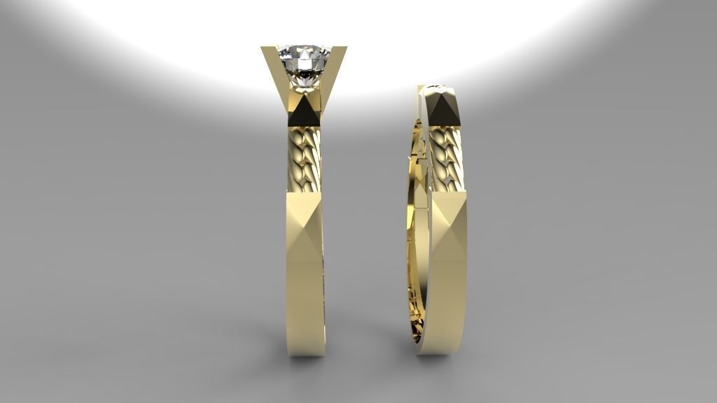alliance and engagement ring with gems stones 3D print model_4